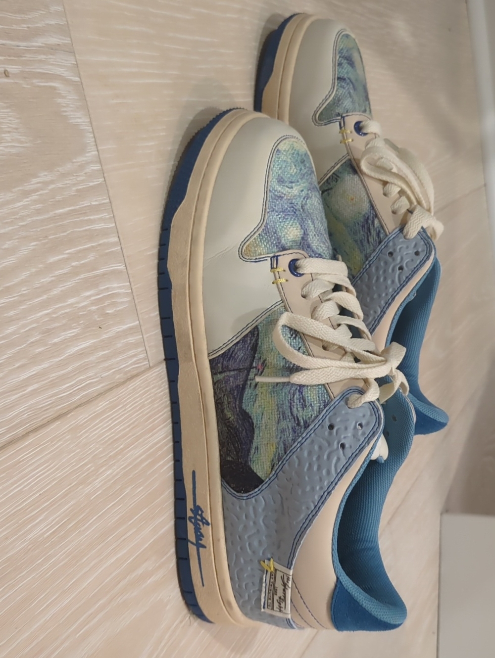 Starry Night Van Gogh Light Blue & Cream Low-Top Sneakers